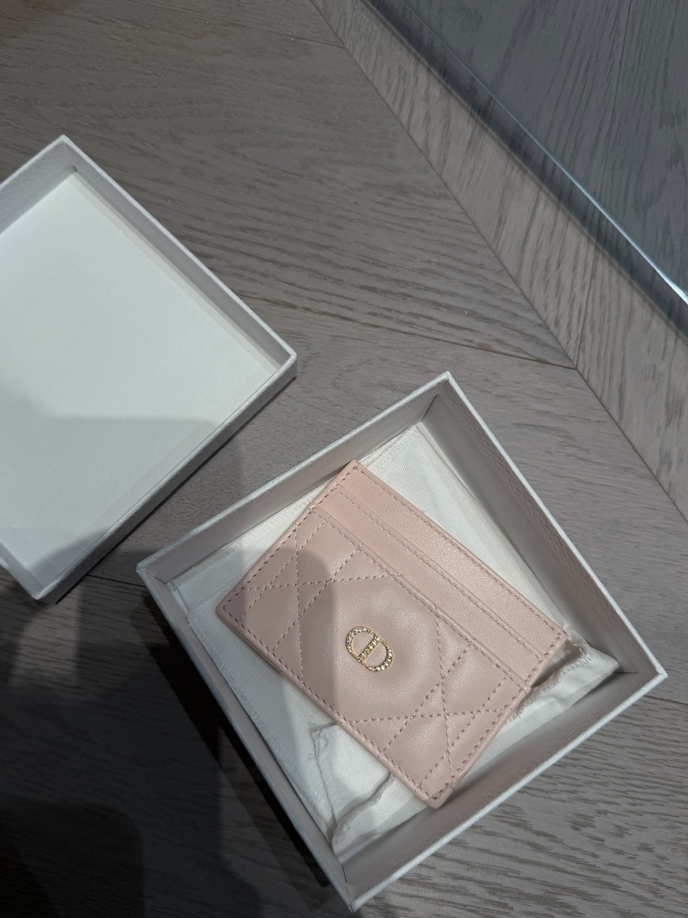 Dior Pink Quilted Leather Card Holder with Gold 'CD' Logo - Picture 1 of 1
